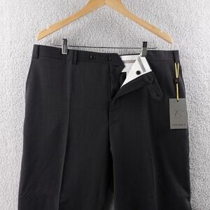 CANALI Mens Black Wool Dress Pants Pleated Front Classic Fit Size 40x30 NWT